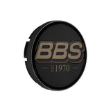 BBS 2D Nabendeckel Geprägt Schwarz mit Logo Bronze Set (4 Stück)