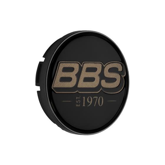 BBS 2D Nabendeckel Geprägt Schwarz mit Logo Bronze Set (4 Stück)