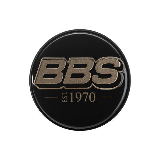 BBS 2D Nabendeckel Geprägt Schwarz mit Logo Bronze Set (4 Stück)