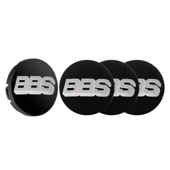 BBS Standard Nabendeckel Schwarz mit 2D Logo Silber Set (4 Stück)