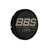 BBS 2D Nabendeckel Geprägt Schwarz mit Logo Weissgold Set (4 Stück)