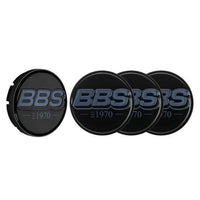 BBS 2D Nabendeckel Geprägt Schwarz mit Logo Indigo Blue Set (4 Stück)