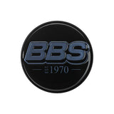 BBS 2D Nabendeckel Geprägt Schwarz mit Logo Indigo Blue Set (4 Stück)