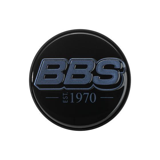 BBS 2D Nabendeckel Geprägt Schwarz mit Logo Indigo Blue Set (4 Stück)