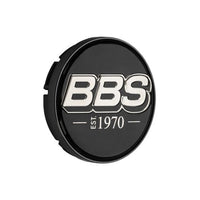 BBS 2D Nabendeckel Geprägt Schwarz mit Logo Platinum/Silber Set (4 Stück)