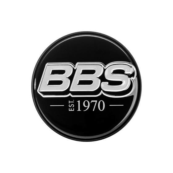 BBS 2D Nabendeckel Geprägt Schwarz mit Logo Platinum/Silber Set (4 Stück)