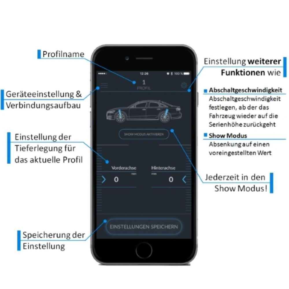 Tieferlegungsmodul für Porsche Macan 95B mit App Steuerung