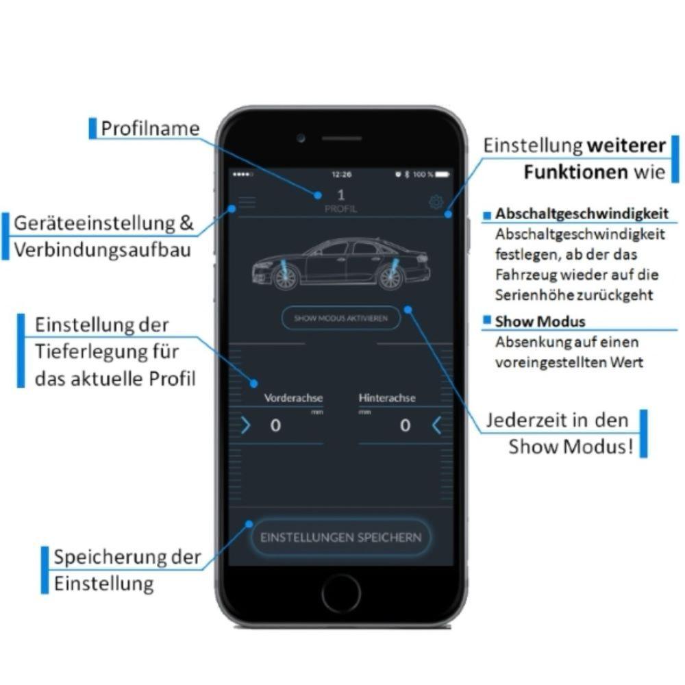 Tieferlegungsmodul für Mercedes C-Klasse Facelift W205 mit APP-Steuerung