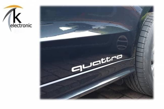 Audi quattro Schriftzug Weiß Dekorfolie Aufkleber 2x - UPGRADEMYCAR