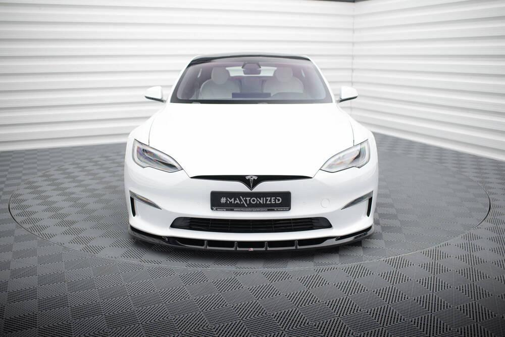 Front Lippe / Front Splitter / Frontansatz V.3 für Tesla Model S Plaid Facelift von Maxton Design