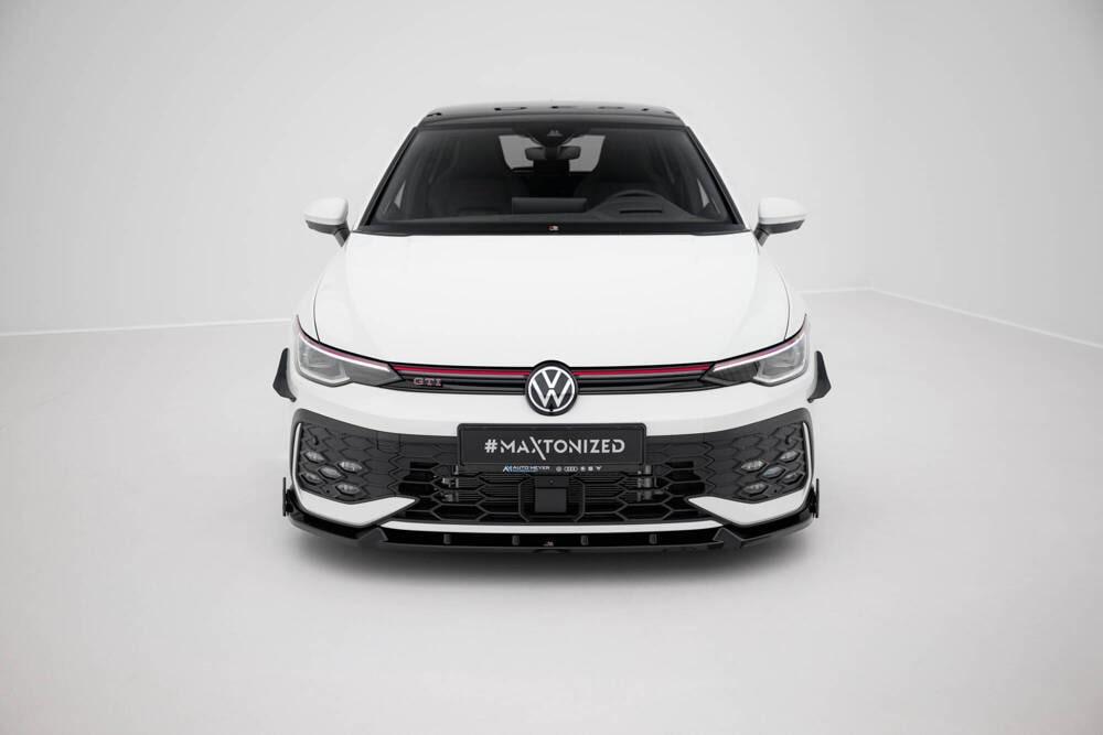 Front Lippe / Front Splitter / Frontansatz V.2 mit Flaps für VW Golf 8 GTI / GTE Facelift von Maxton Design