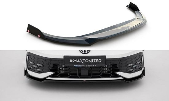 Front Lippe / Front Splitter / Frontansatz V.3 mit Flaps für VW Golf 8 R-Line Facelift von Maxton Design